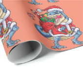 Papier Cadeau Dinosaur Noël Père Noël T rex Garçons Hommes (Coin rond)