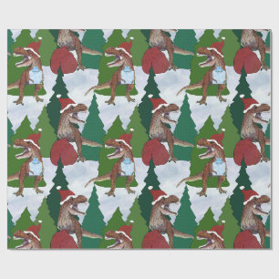 Papier Cadeau Dinosaur Noël T-Rex Père Noël