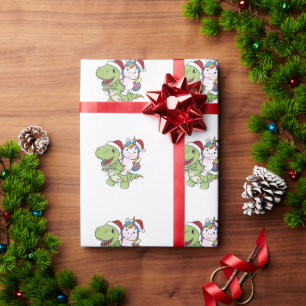 Papier Cadeau Dinosaur Noël Unicorne Hiver T-Rex Dino