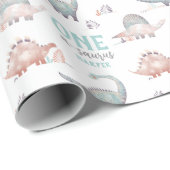 Papier Cadeau Dinosaur One-A-Saurus 1er anniversaire (Coin rond)