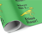 Papier Cadeau Dinosaur Où suis-je Drôle (Coin rond)