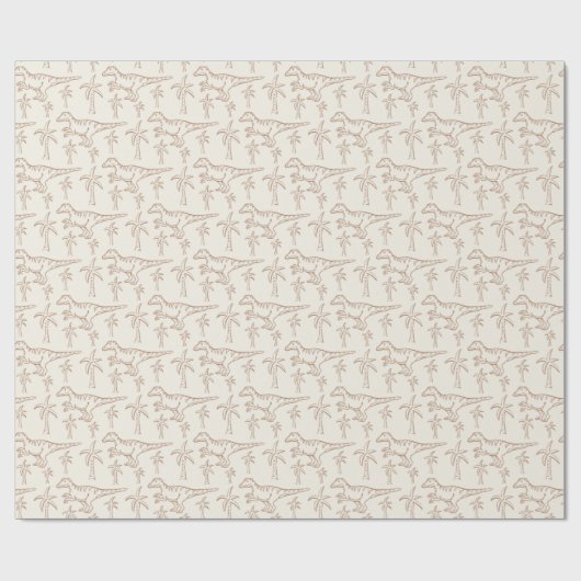 Papier Cadeau Dinosaur Pattern Modern Boy Dino Jungle Beige (Plat)
