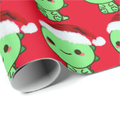 Papier Cadeau Dinosaur Père Noël kawaii (Coin rond)