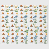 Papier Cadeau Dinosaur T-rex Name Age Wrapping Paper (Plat)