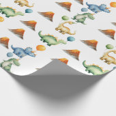 Papier Cadeau Dinosaur T-rex Name Age Wrapping Paper (Coin)