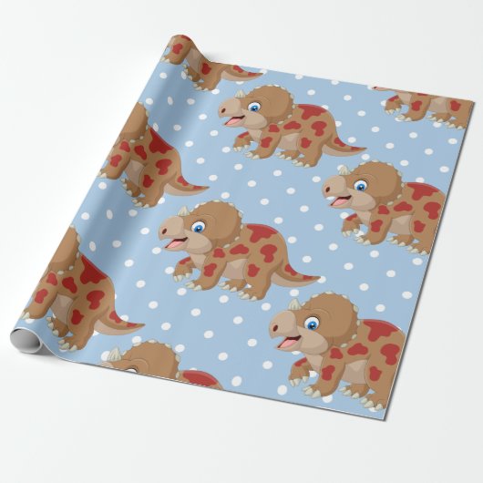 Papier Cadeau Dinosaur Tricératops Garçon (Déroulé)