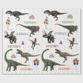 Papier Cadeau Dinosaur Tyrannosaurus Anniversaire Nom personnali (Plat)
