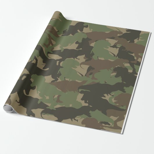 Papier Cadeau Dinosaur vert Camouflage Motif Cadeau (Déroulé)