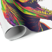 Papier Cadeau Dinosaur Vert Enfants d'anniversaire (Coin rond)