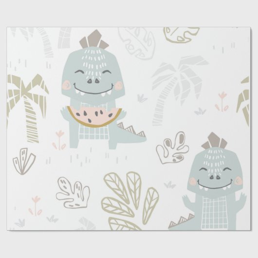 Papier Cadeau  Dinosaure à la pastèque (Plat)