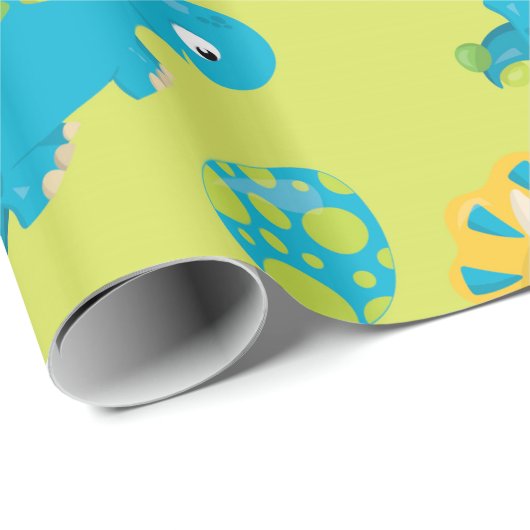 Papier Cadeau Dinosaure adorable (Coin rond)