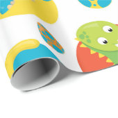 Papier Cadeau Dinosaure adorable (Coin rond)