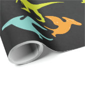 Papier Cadeau Dinosaure Anniversaire Chalkboard silhouette (Coin rond)