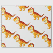 Papier Cadeau Dinosaure Anniversaire Or Papier d'enveloppement (Plat)