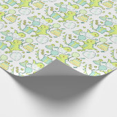 Papier Cadeau Dinosaure Bleu Et Vert (Coin)