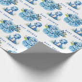 Papier Cadeau Dinosaure Bleu mignon avec Baby shower garçon Flor (Coin)