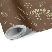 Papier cadeau Dinosaure Brun Fouille de Fossiles e (Coin rond)