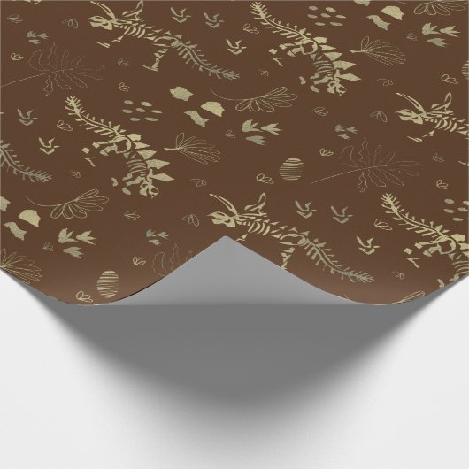 Papier cadeau Dinosaure Brun Fouille de Fossiles e (Coin)