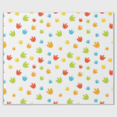 Papier Cadeau Dinosaure coloré Empreintes Anniversaire Fête (Plat)