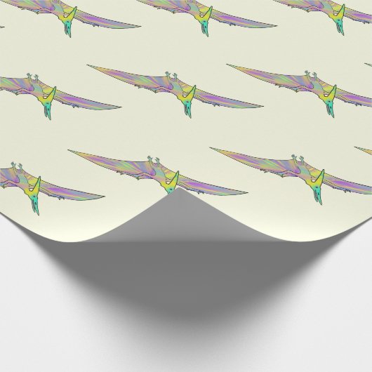 Papier Cadeau Dinosaure coloré pterodactyle motif (Coin)