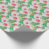 Papier Cadeau Dinosaure d'aquarelle avec un arbre de Noël (Coin)