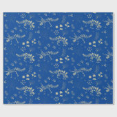 Papier Cadeau Dinosaure de crevaison fossile Bleu et beige (Plat)