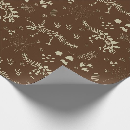 Papier Cadeau Dinosaure de crevaison fossile Brown et beige (Coin)