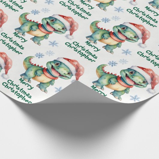 Papier Cadeau Dinosaure de Noël festif (Coin)