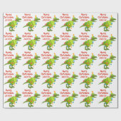 Papier Cadeau Dinosaure de Noël Joyeux Personnalisé (Plat)