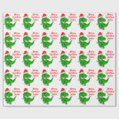 Papier Cadeau Dinosaure de Noël Joyeux Personnalisé (Plat)