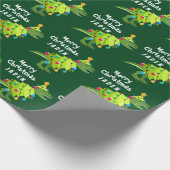 Papier Cadeau Dinosaure de Noël Joyeux Personnalisé (Coin)