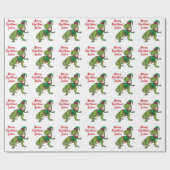 Papier Cadeau Dinosaure de Noël Joyeux Personnalisé (Plat)