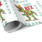 Papier Cadeau Dinosaure de Noël Joyeux Personnalisé (Coin rond)