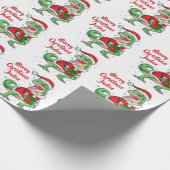 Papier Cadeau Dinosaure de Noël Joyeux Personnalisé (Coin)