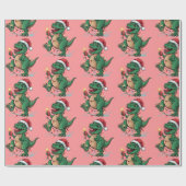 Papier Cadeau Dinosaure de Noël moderne tendance Joyeux Noël San (Plat)