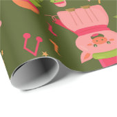 Papier Cadeau Dinosaure de Noël pisse père Noël (Coin rond)