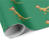 Papier Cadeau Dinosaure de Noël Raptor (Coin rond)