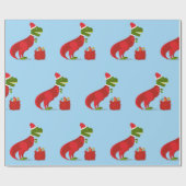 Papier Cadeau Dinosaure de papier comme PÈRE NOËL (Plat)