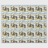 Papier Cadeau Dinosaure de stress des fêtes (Plat)