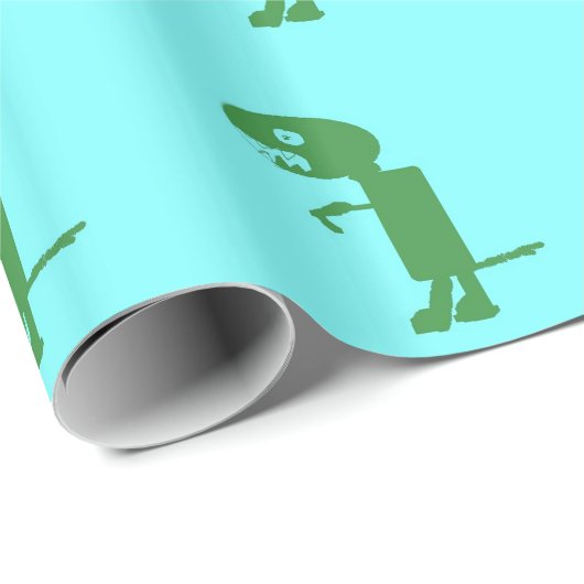 Papier Cadeau Dinosaure Dino, Art Numérique Enfants Vert Bleu (Coin rond)