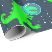 Papier Cadeau Dinosaure Dinosaure, astronaute spatial T-Rex (Coin rond)