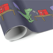 Papier Cadeau Dinosaure drôle de T-rex sur le radio-amateur (Coin rond)