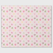 Papier Cadeau Dinosaure Empreintes Motif fille rose couleur rose (Plat)