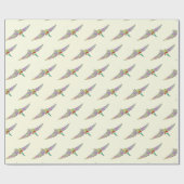 Papier Cadeau Dinosaure Festive Pterodactyl coloré (Plat)