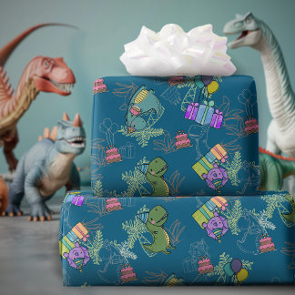 Papier Cadeau Dinosaure fête d'anniversaire de Dino-Mite