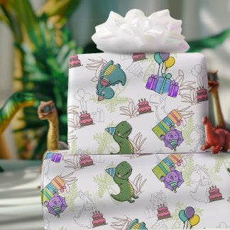 Papier Cadeau Dinosaure fête d'anniversaire de Dino-Mite