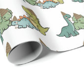 Papier cadeau dinosaure mignon (Coin rond)
