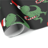 Papier Cadeau Dinosaure mignon de T-rex dans l'art de Noël de (Coin rond)