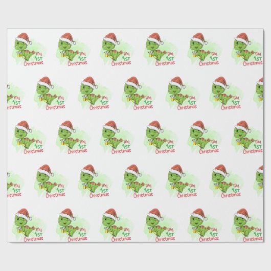 Papier Cadeau dinosaure mon 1er noël (Plat)