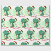 Papier Cadeau Dinosaure, Mon Premier Noël (Plat)